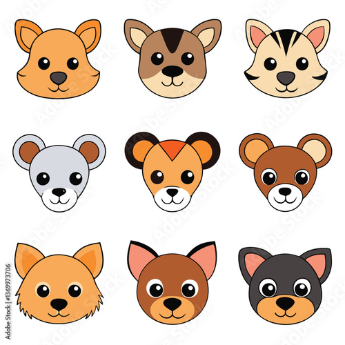 set of funny animals