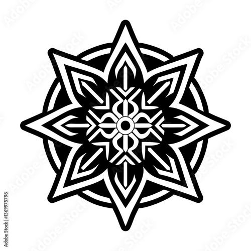 A filled style icon of morning star tattoo
