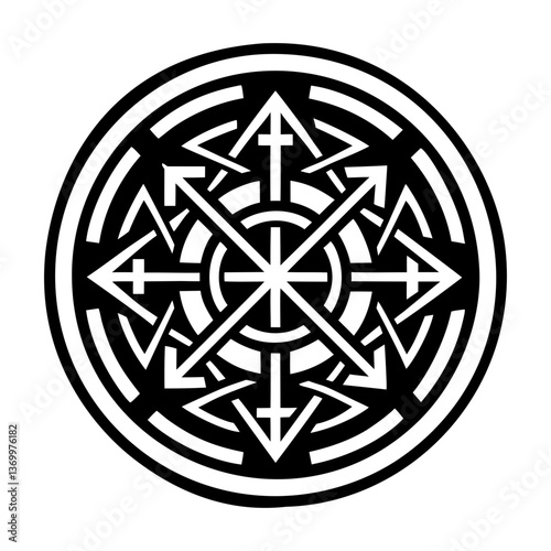 A solid style icon of pagan symbol tattoo