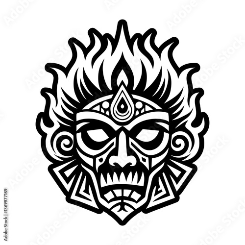 A solid style icon of slavic mask symbol