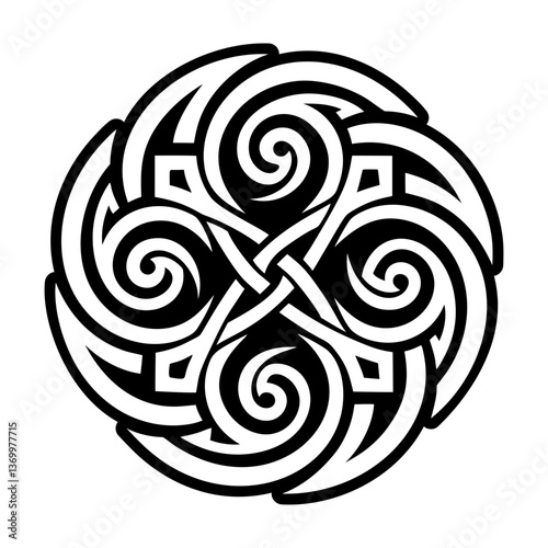A solid style icon of swirl symbol tattoo
