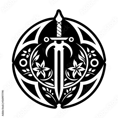 A glyph style icon of sword tattoo