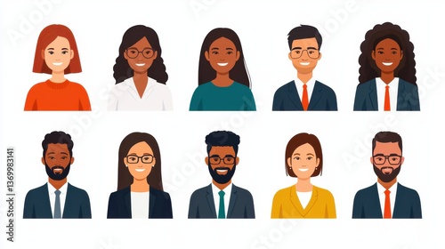 Diverse group professionals collaborating in modern office space teamwork people corporate environment engaging concept