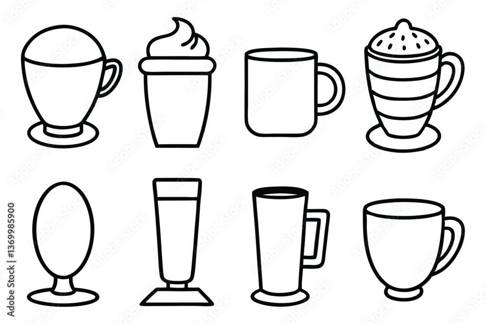 Latte line art illustration showcasing minimalistic coffee art (2) Latte line art illustration showcasing minimalistic coffee art (2)