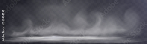 White smoke, vape, fog, smog. Illustration of smoke on a transparent background.
