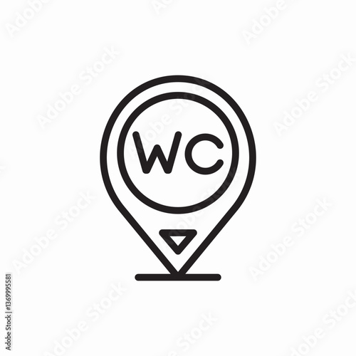 Restroom toilet location icon vector sign