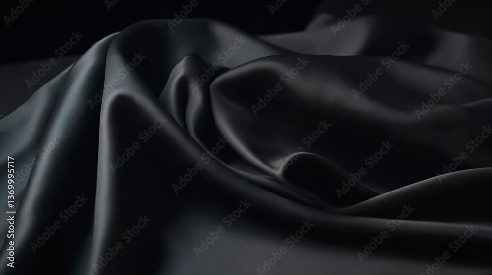 Obraz premium Luxurious Black Silk Drape Abstract Texture Background