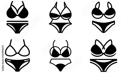 Collection of Stylish Women's Swimsuit Designs on a white background