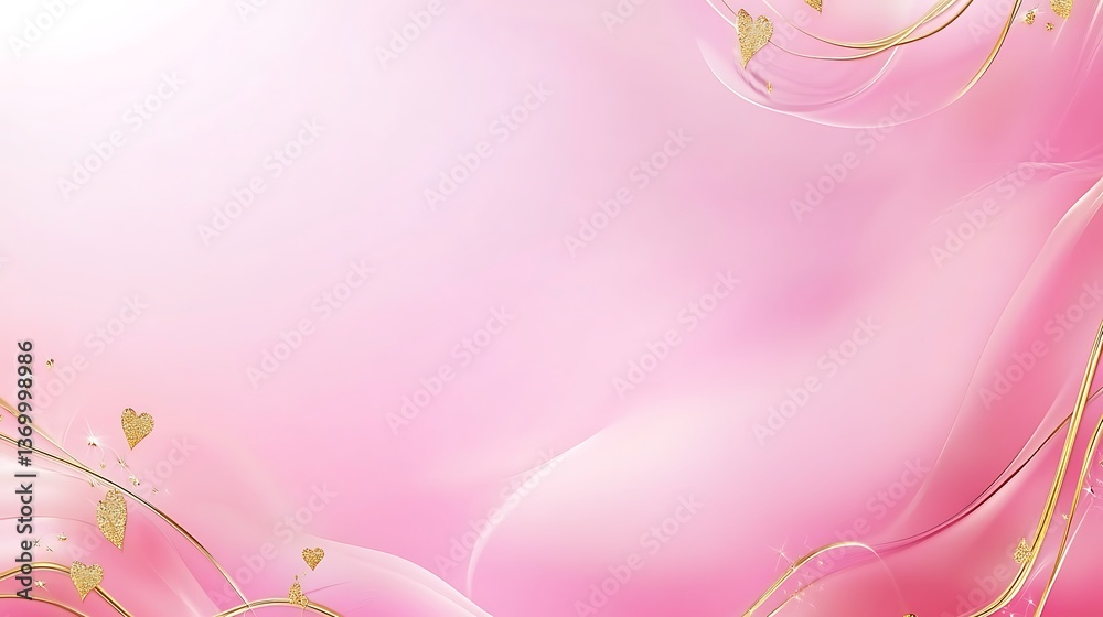 Pink background with gold embellishments and heart shaped details Pink background with gold embellishments and heart shaped details
