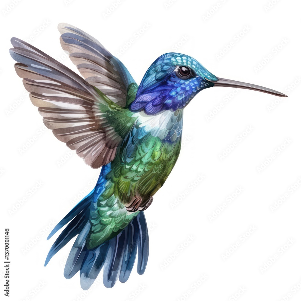 Obraz premium Hummingbird Isolated on White Background