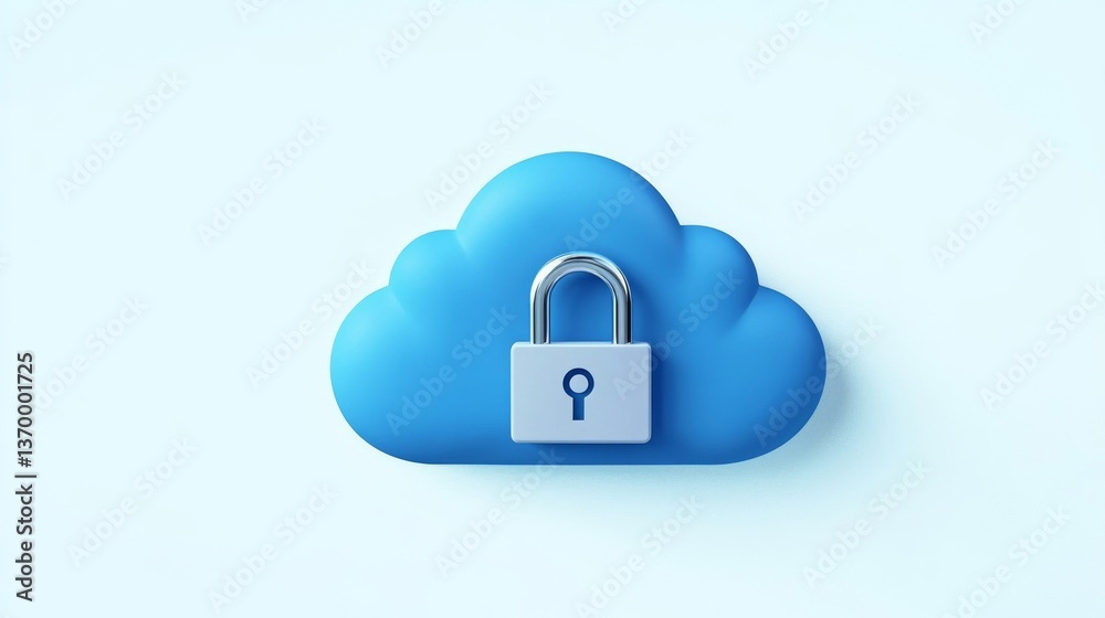 Blue Cloud with Padlock Secure Data, Cloud security , data privacy Blue Cloud with Padlock Secure Data, Cloud security , data privacy
