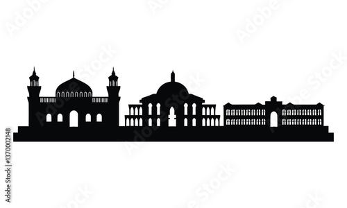 Algiers City Skyline Silhouette, Vector, Icon, Logo, White Background.