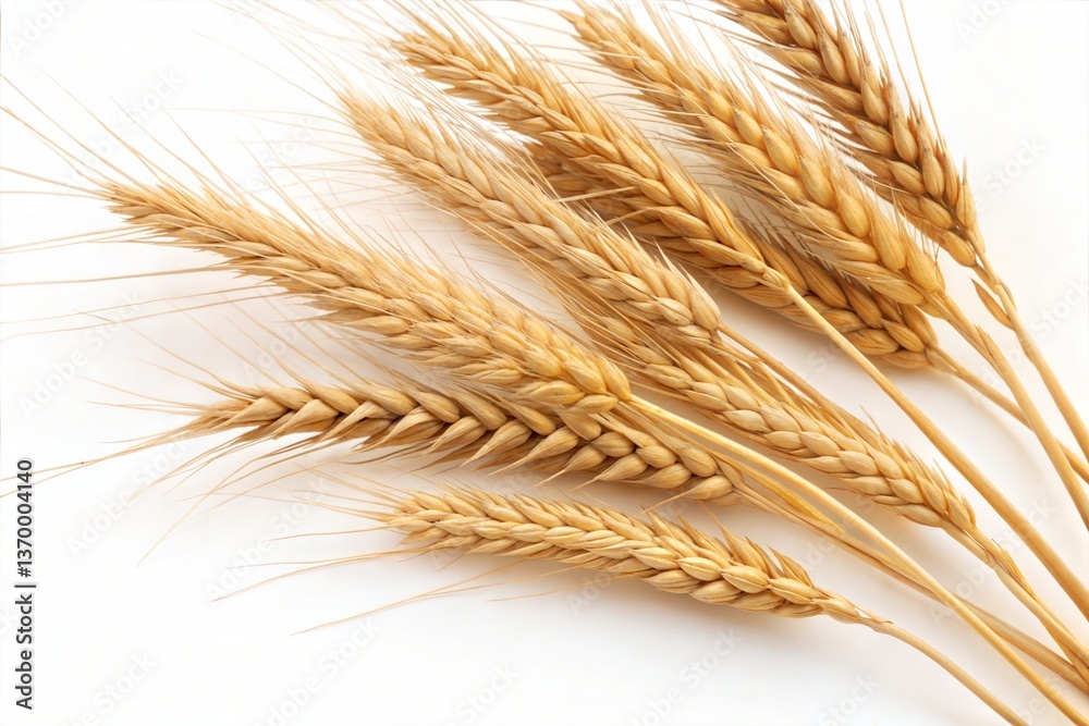 Bundle of Golden Wheat Stalks on White Background Bundle of Golden Wheat Stalks on White Background