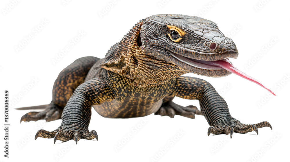 Obraz premium Stalking monitor lizard in gigapixel detail natural habitat wildlife photography close-up view animal behavior