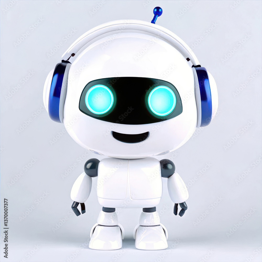Cute Ai Chatbot Smiling Robot Assistant 3D Icon Welcoming Client with Hello Cute Ai Chatbot Smiling Robot Assistant 3D Icon Welcoming Client with Hello