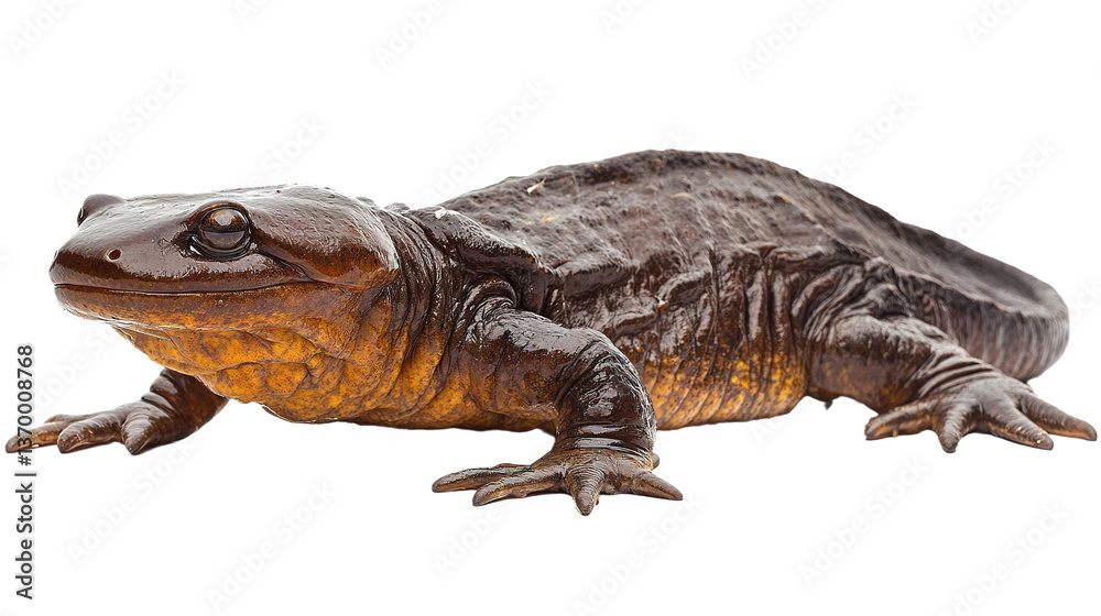 Obraz premium Hellbender salamander exploration natural habitat wildlife photography forest stream close-up biodiversity awareness