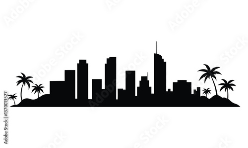 Noumea City Skyline Silhouette, Vector, Icon, Logo, White Background.