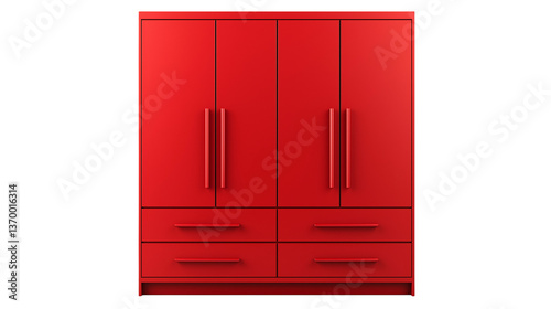 red cabinet wardrobe isolated on white background , , transparent png
