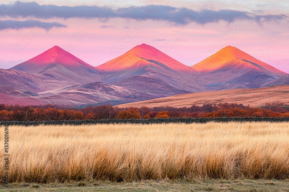 Obraz premium Mountain peaks at dawn scenic landscape nature photography serene environment breathtaking view