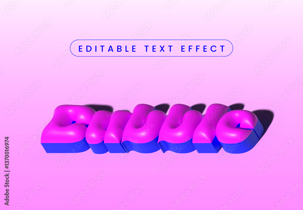 Pink and Blue 3D Text Effect Template Stock Template | Adobe Stock