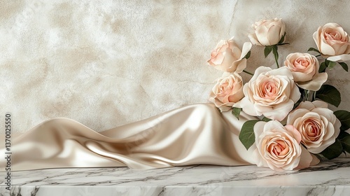 Roses, Silk, Marble: Elegant Still Life