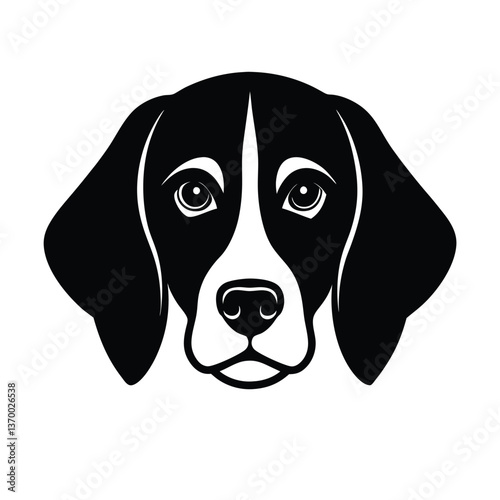 black and white dog head vector silhouette