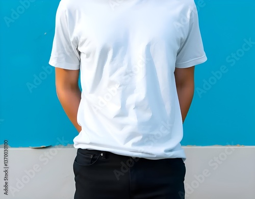 a man wearing a white t-shirt.white t-shirt mockup	

