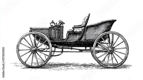 Wallpaper Mural A typical representation of a gig, a light two-wheeled carriage drawn by one horse, with one pair of wheels, vintage line drawing or engraving illustration  Torontodigital.ca