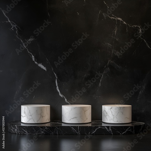 white marble tube shaped product stand