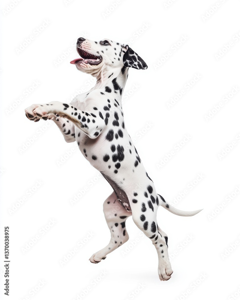 Dalmatian Puppy Standing on Hind Legs on White Background Dalmatian Puppy Standing on Hind Legs on White Background