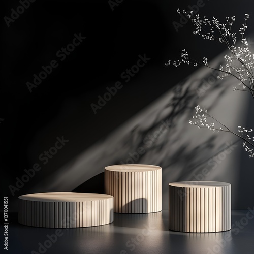 wooden  tube shaped product stand. suitable for product promotion