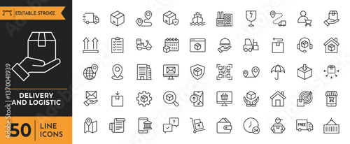 Delivery and logistics icon set