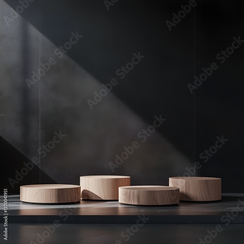 Product stand in the form of a tube with a wooden pattern. suitable for product promotion