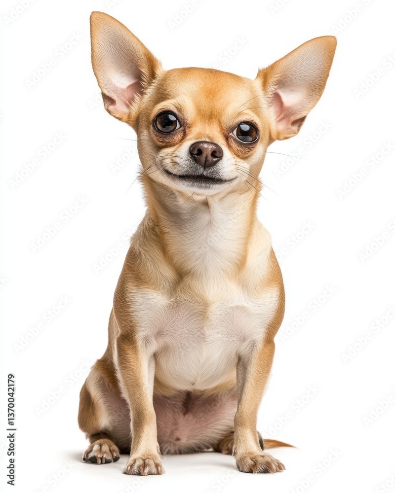 Curious Chihuahua Sitting on White Background Curious Chihuahua Sitting on White Background