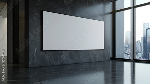 white billboard on black wall
