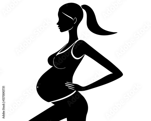 Pregnant women activity silhouette vector illustration