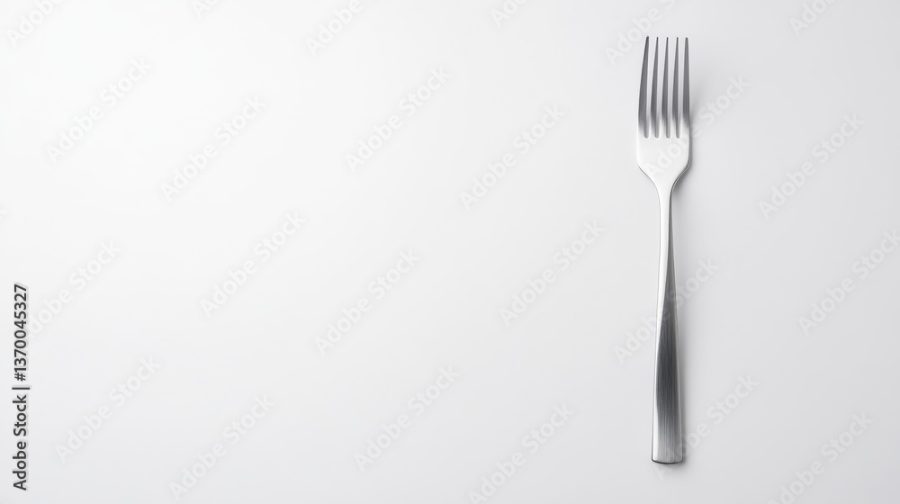 Elegant Silver Fork on Minimalist White Background for Dining Concepts Elegant Silver Fork on Minimalist White Background for Dining Concepts
