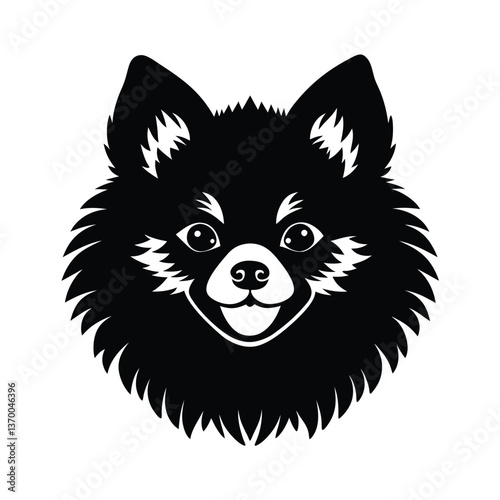 black and white dog head vector silhouette