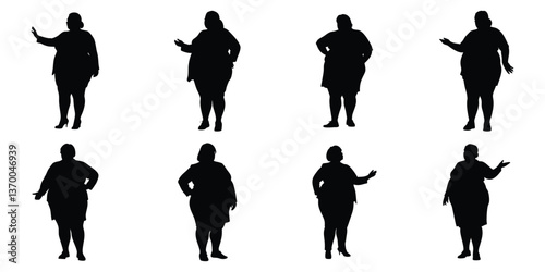 Plus Size Woman Silhouette Set - Confident Female Poses
