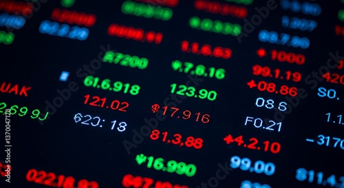 Stock Market Data Display Showing Numbers and Graphs