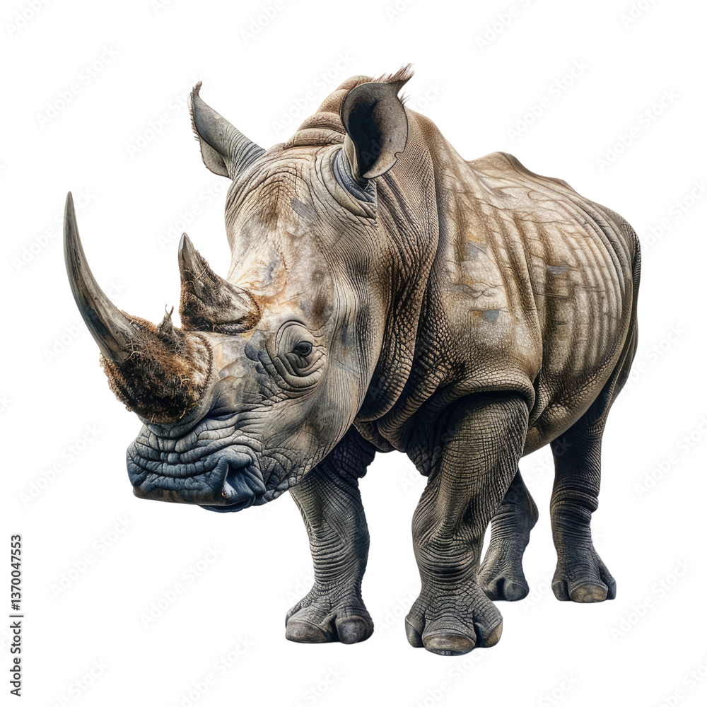 Fototapeta premium Rhinoceros white background