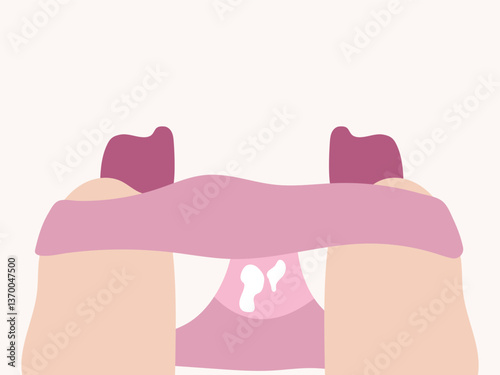 Woman white vaginal discharge on panty. vaginal infection .vector illustration