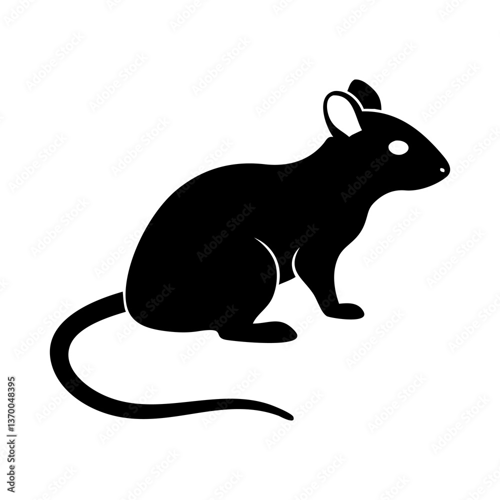 Obraz premium Vector Silhouette of Mouse with White isolated Background