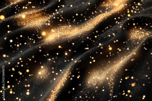 Black Fabric with Golden Glitter Background