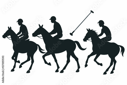 set of Polo players silhouette vector illustration
