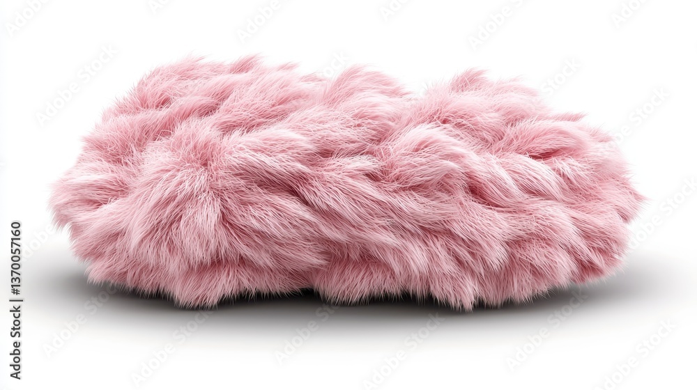 Fototapeta premium Pale Pink Fluffy Object on White Background
