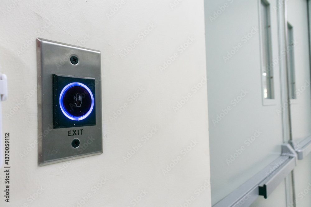 Modern Exit Button with Illumination in Indoor Environment