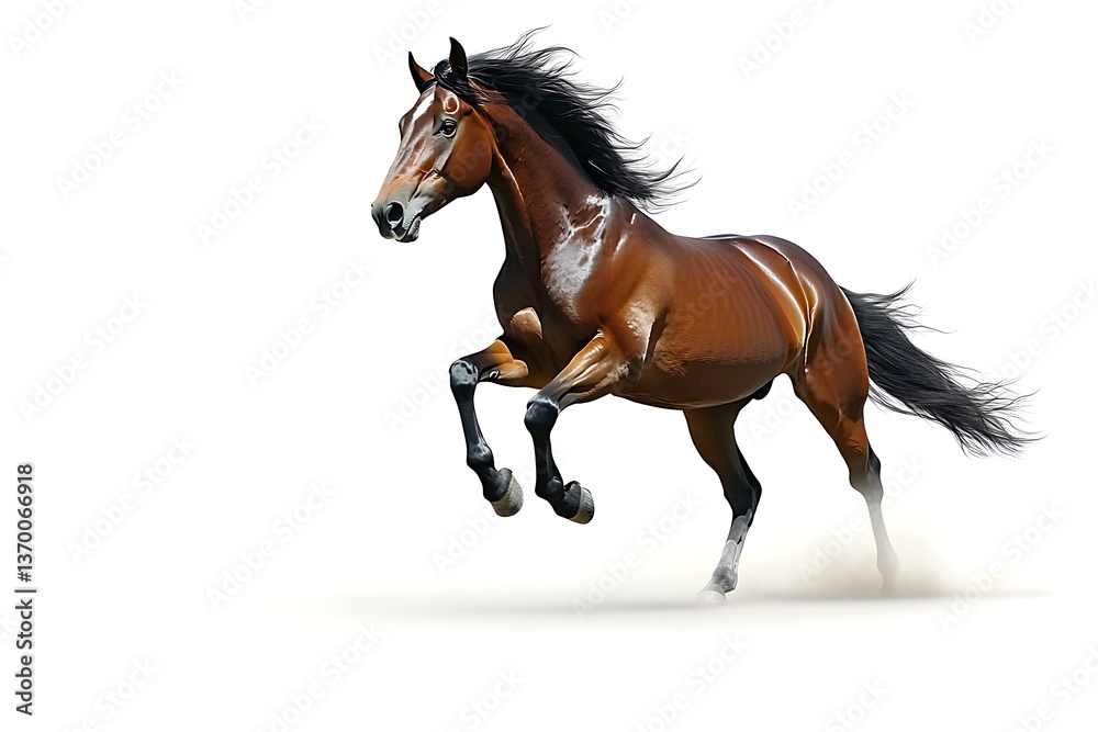 Fototapeta premium Majestic Brown Horse in Full Gallop