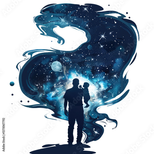 Father son silhouette for father's day no background