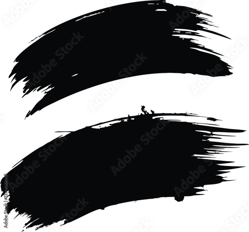 Black Brush Stroke Vector - Grunge Paint Texture Design